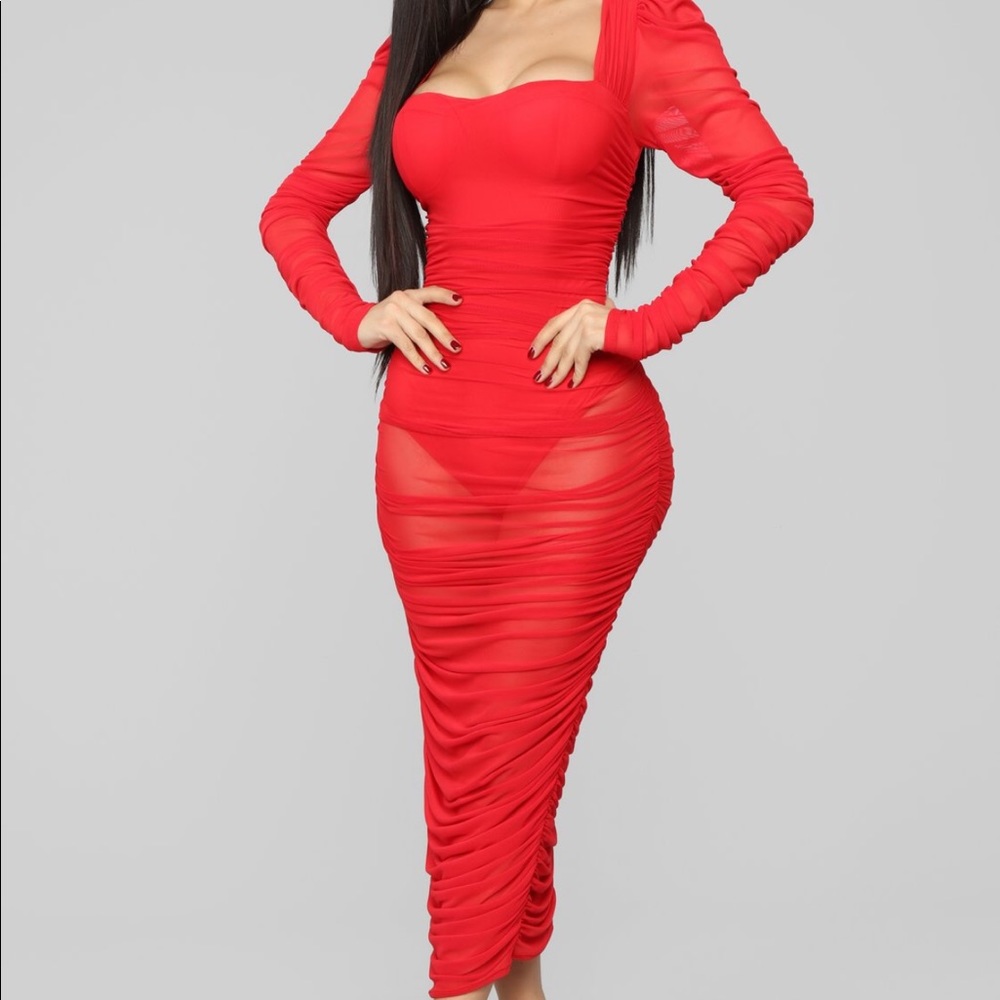Fashion Nova Mesh With His Head dress in Red